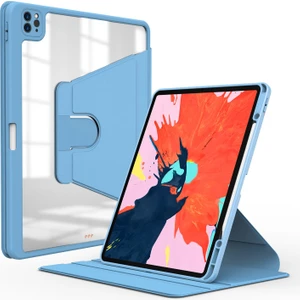 iPad Pro 12.9 5. Nesil 2021 Uyumlu Kılıf 360° Dönebilen Kalem Bölmeli Standlı Akıllı Kapak Premium