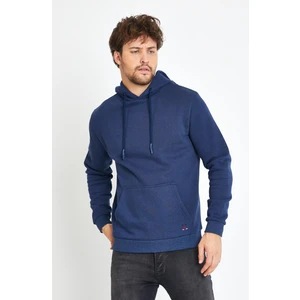 Polo State Erkek Kapüşonlu Kanguru Cep 3 Iplik Sweatshirt Indigo