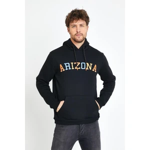 Polo State Erkek Arizona Nakışlı Kapüşonlu 3 Iplik Sweatshirt  Siyah