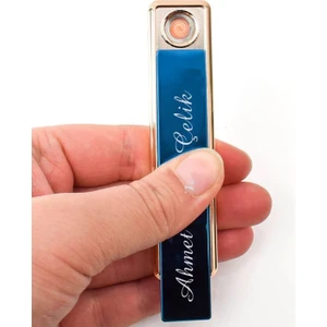 Herkesetoptantic Kişiye Özel Elektronik/tungsten Tesla Çakmak Aşağı Kaydırmalı USB Şarjlı (Parlement Mavisi)