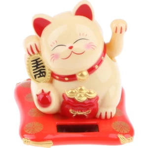 Güneş Enerjili Dans Sallanan Maneki Neko Kedi Oyuncak Ev Masası Dekor - Sarı