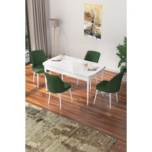 Concept Nef Serisi 70 x 114 Cm, Açılabilir Mdf Mutfak Masa Takımı, Beyaz Masa ve 4 Sandalye