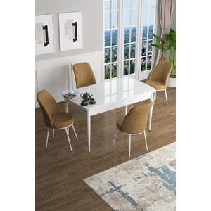 Concept Han Serisi 70 x 114 Cm, Açılabilir Mdf Mutfak Masa Takımı, Beyaz Masa ve 4 Sandalye