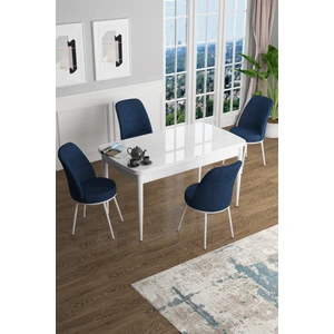 Concept Han Serisi 70 x 114 Cm, Açılabilir Mdf Mutfak Masa Takımı, Beyaz Masa ve 4 Sandalye