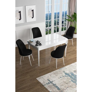 Concept Han Serisi 70 x 114 Cm, Açılabilir Mdf Mutfak Masa Takımı, Beyaz Masa ve 4 Sandalye