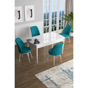 Concept Han Serisi 70 x 114 Cm, Açılabilir Mdf Mutfak Masa Takımı, Beyaz Masa ve 4 Sandalye