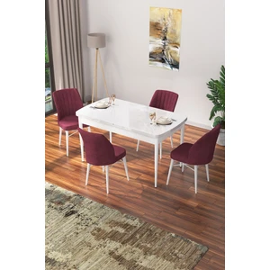 Concept Nef Serisi 70 x 114 Cm, Açılabilir Mdf Mutfak Masa Takımı, Beyaz Masa ve 4 Sandalye
