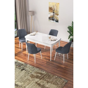 Concept Nef Serisi 70 x 114 Cm, Açılabilir Mdf Mutfak Masa Takımı, Beyaz Masa ve 4 Sandalye