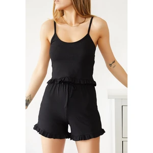 Askılı Fırfırlı Pijama Takımı