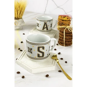 Arter Home Hermoni Monogram Porselen Harf Kupa - S Harfi