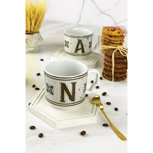 Arter Home Hermoni Monogram Porselen Harf Kupa - N Harfi