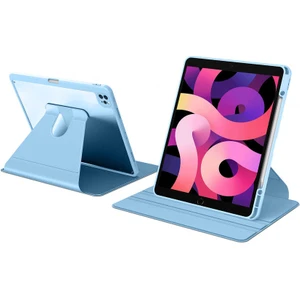 Mobaxaksesuar Apple iPad 7. Nesil 10.2 Kılıf Şeffaf Dönebilen Kalem Bölmeli A2197 A2198 A2200 - Açık Mavi