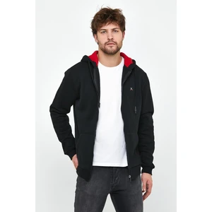 Polo State Erkek Fermuarlı Kanguru Cep 3 Iplik Sweatshirt Siyah