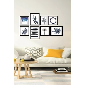 Nt Handmade 8 Parça Ahşap Tablo Seti - Mavi Desenler Salon Otuma Odası Yatak Odası Için Mdf Duvar Dekoru 80X45 cm