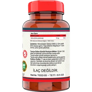 Zinc Çinko Pikolinat 15 Mg 120 Tablet