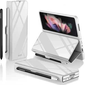 Samsung Galaxy Z Fold3 5g Gümüş Için Kalem Yuvası ile Cam Cam Kılıf (Yurt Dışından)