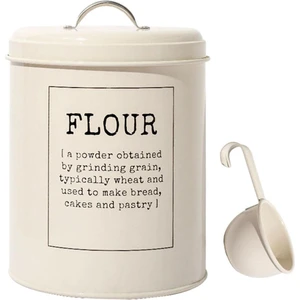 F Fityle 5 Litre Hava Geçirmez Metal Vintage Gıda Depolama Kutusu - Beyaz (Yurt Dışından)