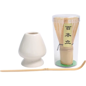 B Baosity Matcha Çay Teli Set Bambu Çırpma Teli + Bambu Kaşık + Seramik Çırpma Tutucu Siyah (Yurt Dışından)