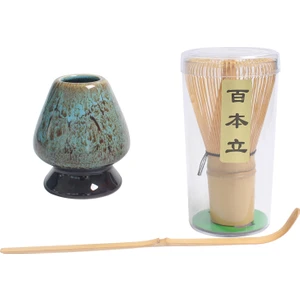 B Baosity Matcha Çay Teli Set Bambu Çırpma Teli + Bambu Kaşık + Seramik Çırpma Tutucu Siyah (Yurt Dışından)