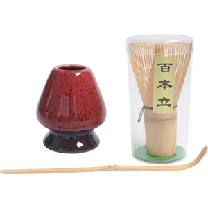 B Baosity Matcha Çay Teli Set Bambu Çırpma Teli + Bambu Kaşık + Seramik Çırpma Tutucu Siyah (Yurt Dışından)