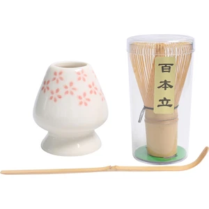 B Baosity Matcha Çay Teli Set Bambu Çırpma Teli + Bambu Kaşık + Seramik Çırpma Tutucu Siyah (Yurt Dışından)