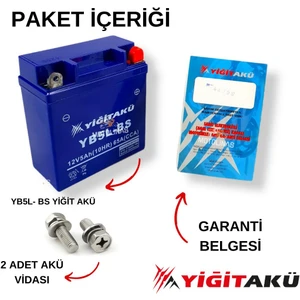 12 V 5 Ah-Amper YB5L Bs Yiğit Akü Motosiklet Aküsü, Cup Aküsü MART/2021