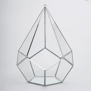 El Crea Designs Çikolata Kutusu Gümüş Fanus Geometrik Teraryum Prizma Cam Rubby 31 x 22 x 22CM
