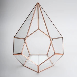 El Crea Designs Çikolata Kutusu Geometrik Teraryum Prizma Cam Fanus Rubby Bakır Rose Gold 31 x 22 x 22CM