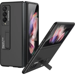 Samsung Galaxy Z Fold 3 Kılıf Kick Stand Premium Standlı Kapak Olefobik Nano Kaplama Siyah
