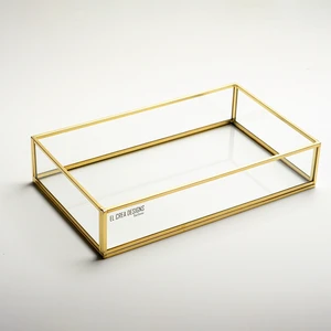 El Crea Designs Söz Nişan Sofra Mutfak Servis Yüzük Sunum Tepsisi Damat Kahvesi Organizasyon Ham Pirinç Gold 25 x 15 x 6 cm