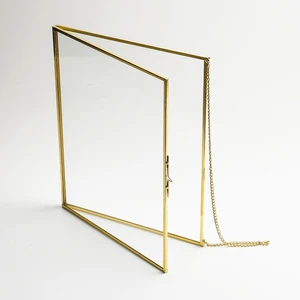 El Crea Designs Duvar Askılı Cam Resim Fotoğraf Çerçevesi Iskandinav Tarzı Dekorasyon Ham Pirinç Gold Yatay 25 x 20 cm