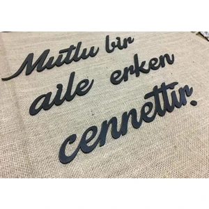 Nt Handmade Siyah Ahşap Mutlu Bir Aile Erken Cennettir Duvar Dekoru Salon Oturma Yatak Odası Için 120 x 20 cm