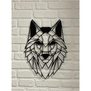 Nt Handmade Siyah Ahşap Geometrik Kurt Kafası Duvar Dekoru Salon Oturma Yatak Odası Ofis Için 45 x 40 cm Tablo