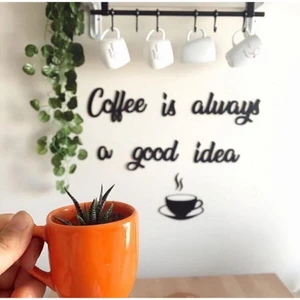 Nt Handmade Siyah Ahşap Coffee Is Always Duvar Dekoru Mutfak Konsepti Cafe Kahve Köşesi Için 80 x 40 cm Tablo