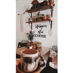 Nt Handmade Siyah Ahşap Life Begins After Coffee Duvar Dekoru Mutfak Konsepti Kahve Köşesi Cafe Için Tablo Seti