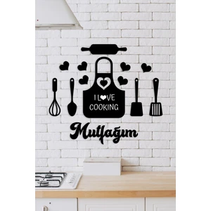 Nt Handmade Siyah Ahşap 13 Parça Önlüklü Mutfağım Duvar Dekoru Mutfak Konsepti Cafe Için 50 x 50 cm Tablo Seti