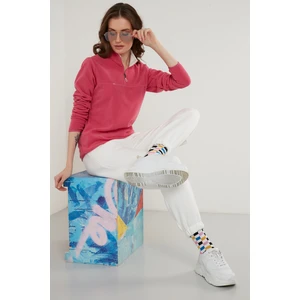 Slim Fit Yumuşak Dokulu Anti-Pilling Tüylenme Yapmayan Yarım Fermuarlı Polar Bayan POLAR 5907000