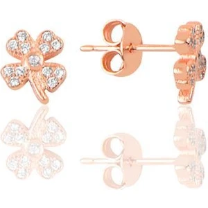 Söğütlü Silver Gümüş Zirkon Taşlı Mini Yonca Küpe