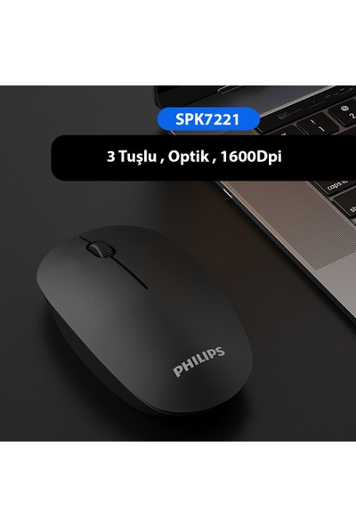 Philips SPK7221 M221 1600 Dpi Kablosuz Mouse Siyah