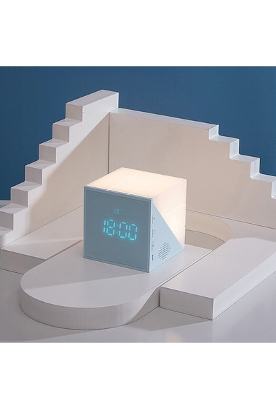3C Store LED Dokunmatik Akustik Kontrol Işık Akıllı Çalar Saat Küp USB Dijital Elektronik Masaüstü Akıllı Ev Dijital Masa Saatleri (Yurt Dışından)