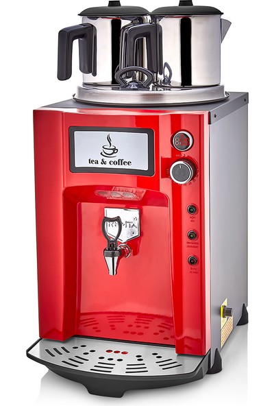 Remta 2 Demlikli Premium Jumbo Çay Makinesi 15 Lt Şamandıralı - Kırmızı