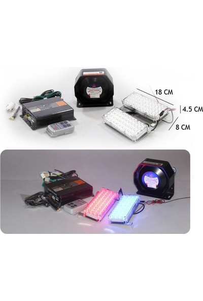 Space Profesyonel Uzaktan Kumandalı Polis Siren Çakar Ledli 200W - Mini Siren