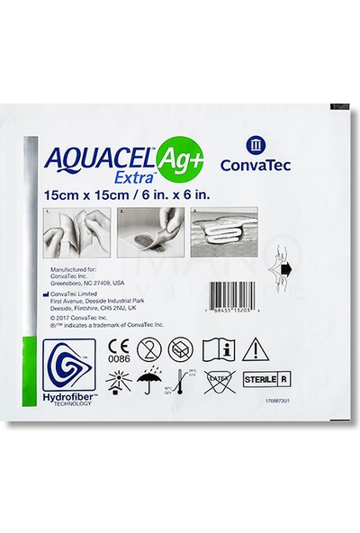 Convatec Aquacel Ag+ Plus 15X15CM Extra Ag Alginate Gümüşlü Yara Örtüsü