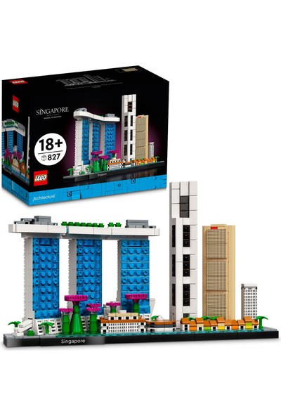 LEGO® Architecture Şehir Yapıları Koleksiyonu: Singapur 21057 - Yetişkinler İçin Koleksiyonluk Sergilenebilir Model Yapım Seti (827 Parça)
