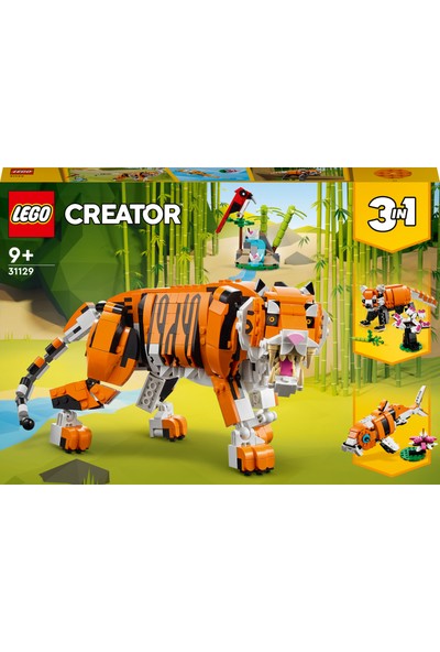 LEGO® Creator 3’ü 1 Arada Muhteşem Kaplan 31129 - 9 Yaş ve Üzeri Çocuklar İçin Kaplan, Kırmızı Panda ve Koi Balığı İçeren Oyuncak Yapım Seti (755 Parça)