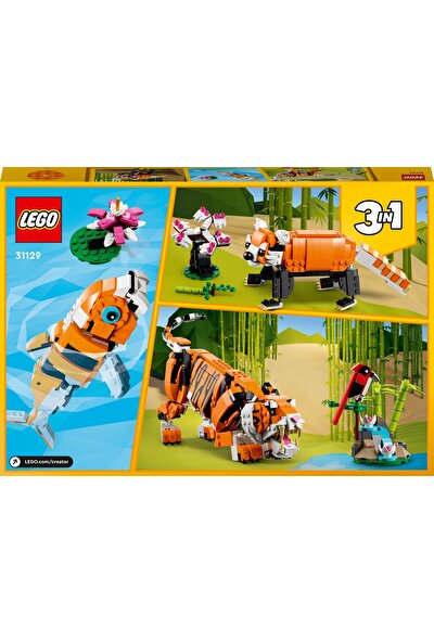 LEGO® Creator 3’ü 1 Arada Muhteşem Kaplan 31129 - 9 Yaş ve Üzeri Çocuklar İçin Kaplan, Kırmızı Panda ve Koi Balığı İçeren Oyuncak Yapım Seti (755 Parça)