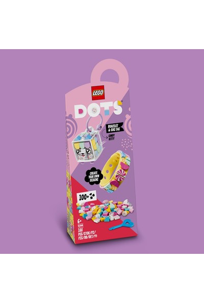 LEGO® Dots Şeker Kedicik Bileklik ve Çanta Süsü 41944 - 6 Yaş ve Üzeri Yaratıcı Çocuklar İçin Oyuncak Yapım Seti (188 Parça)