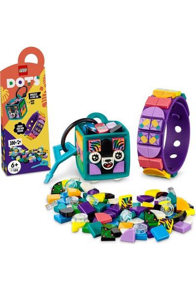 LEGO® Dots Neon Kaplan Bileklik ve Çanta Süsü 41945 - 6 Yaş ve Üzeri Hayvanseverler İçin Oyuncak Yapım Seti (188 Parça)
