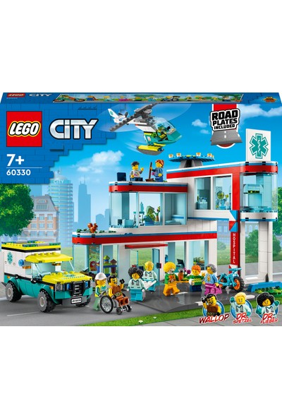 LEGO® City Hastane 60330 - 7 Yaş ve Üzeri Çocuklar İçin Ambulans ve Kurtarma Helikopterli Oyuncak Yapım Seti (816 Parça)