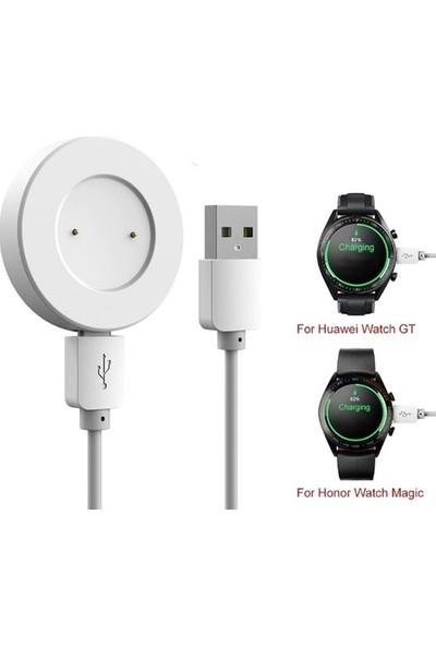 Mi7a Huawei Watch Gt Gt2 - Honor Watch Magic Şarj Kablosu Adaptör Beyaz